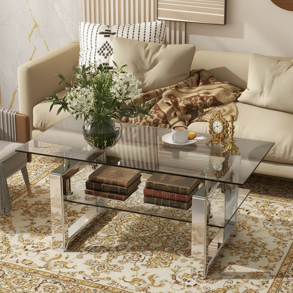 Table basse en verre trempé transparent