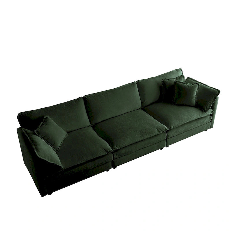 Canapé d'angle vert 6 places en U