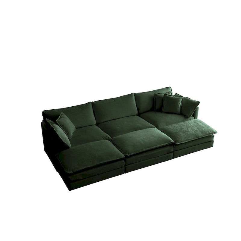 Canapé d'angle vert 6 places en U
