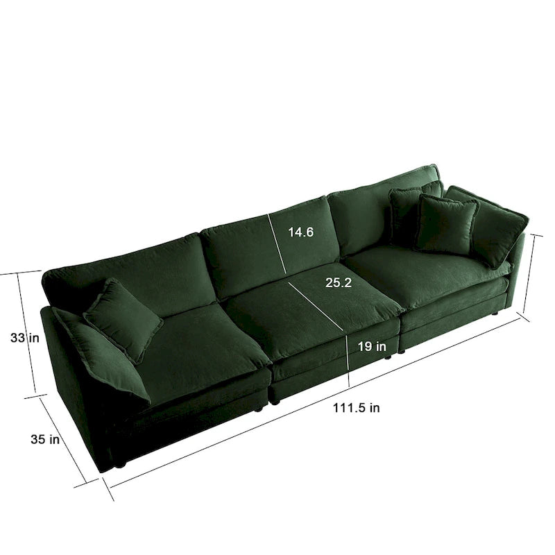 Canapé d'angle vert 6 places en U
