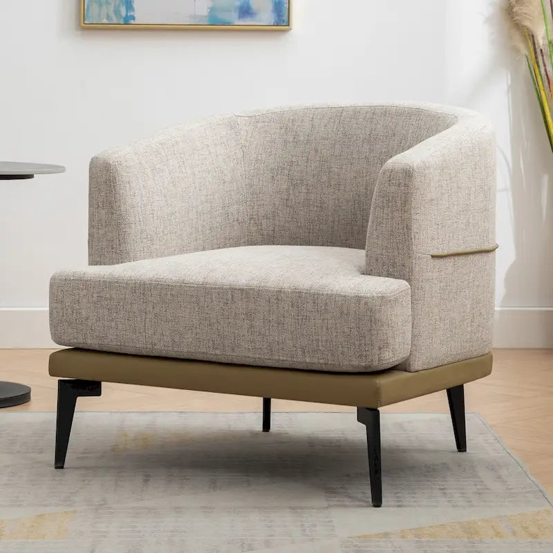Fauteuil baril bicolore moderne en tissu