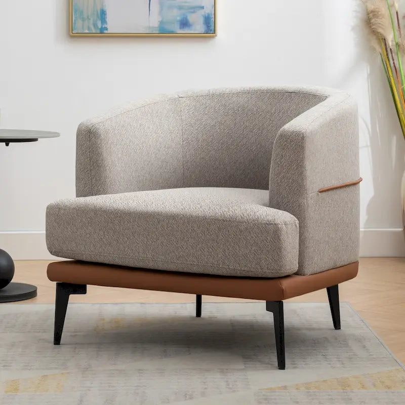 Fauteuil baril bicolore moderne en tissu