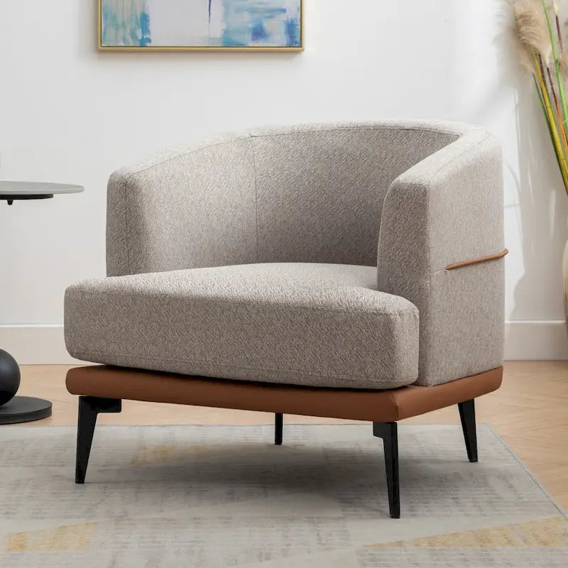 Fauteuil baril bicolore moderne en tissu