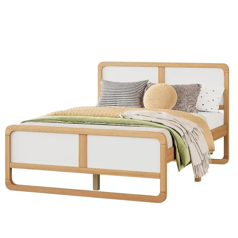 Lit plateforme en bois massif de style moderne