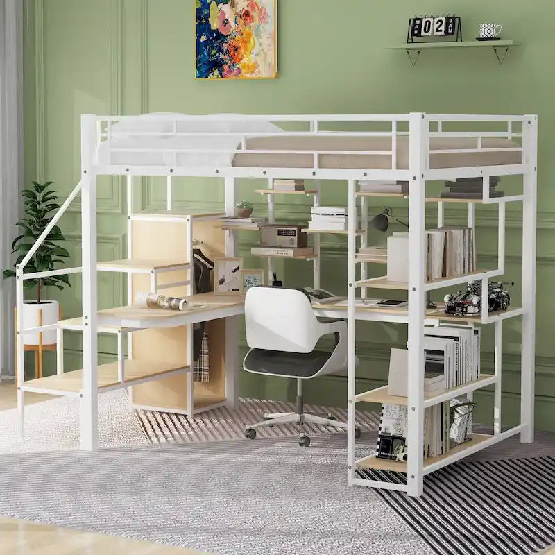 Lit mezzanine simple en métal blanc