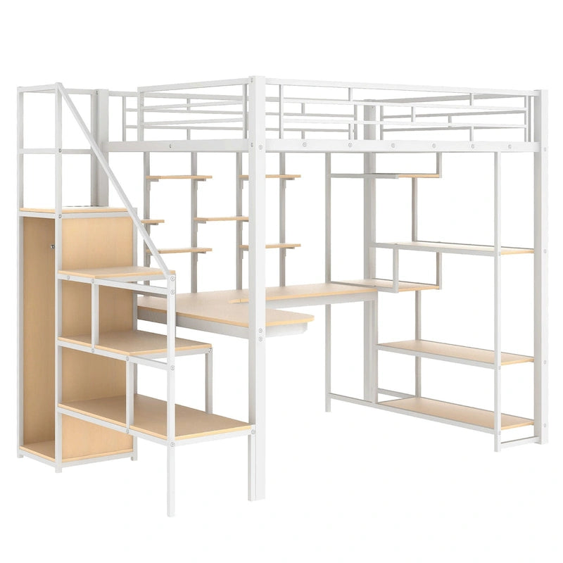 Lit mezzanine simple en métal blanc