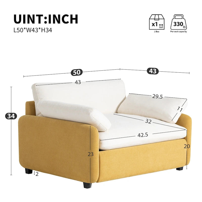 Fauteuil simple rembourré en chenille