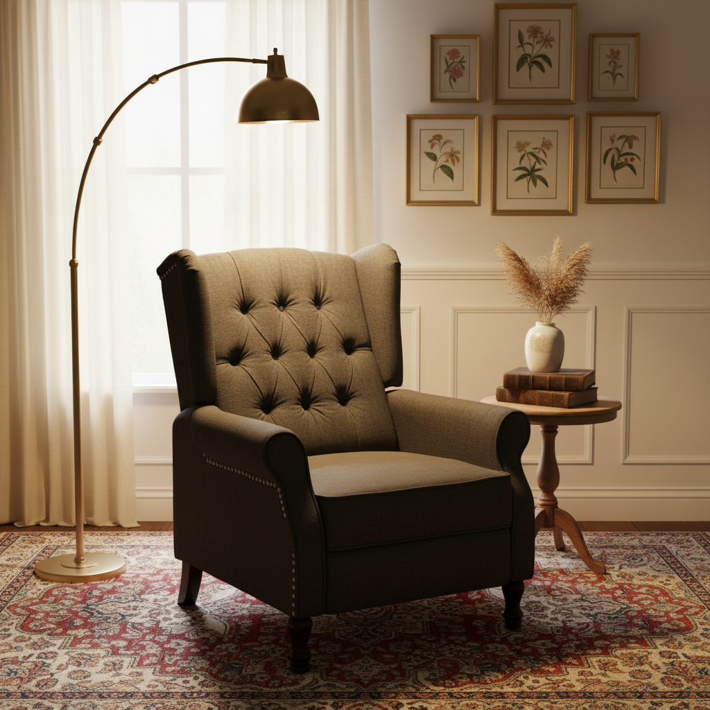 Fauteuil inclinable touffeté 26 moderne gris