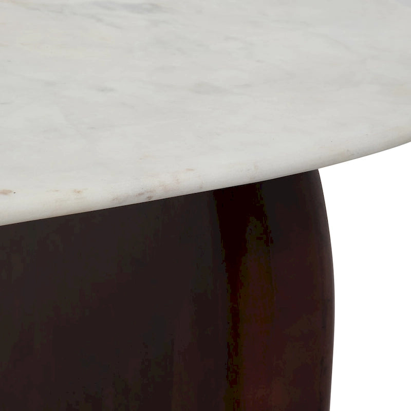 Table basse ovale abstraite moderne en marbre et bois