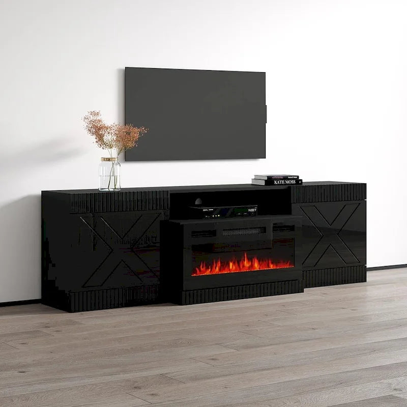 Meuble TV avec cheminée