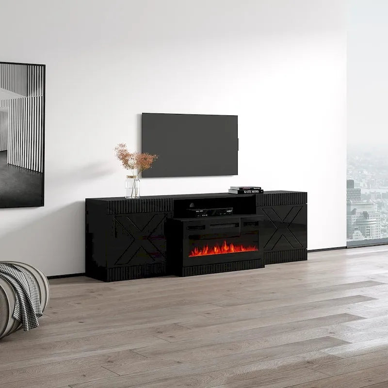 Meuble TV avec cheminée