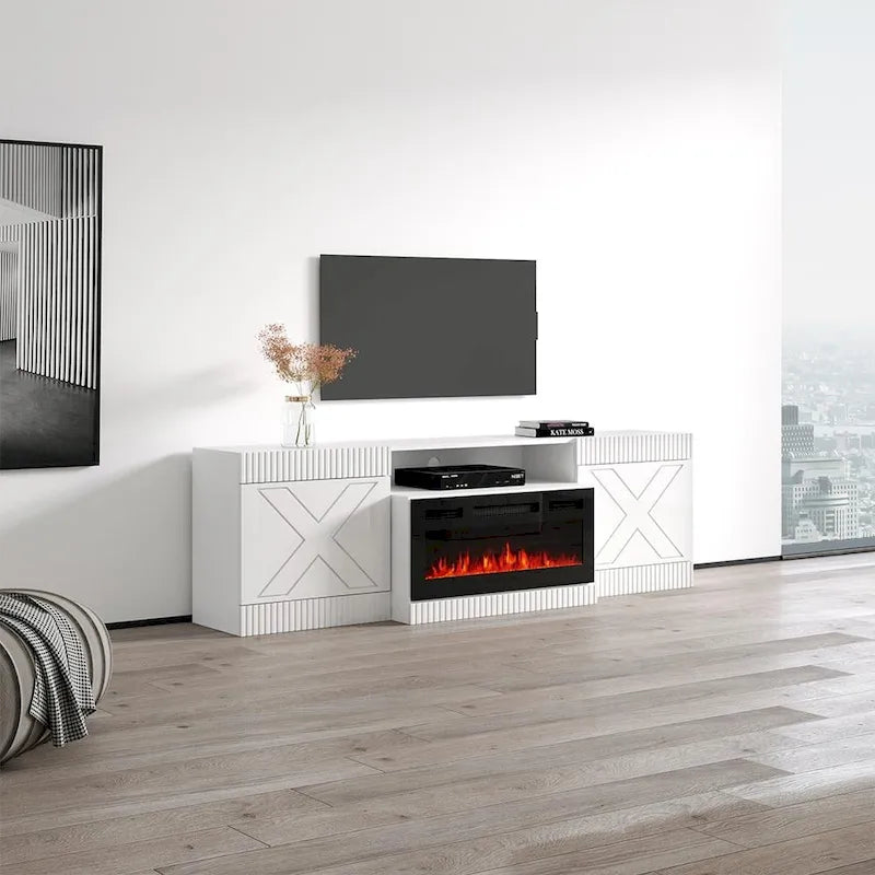 Meuble TV avec cheminée