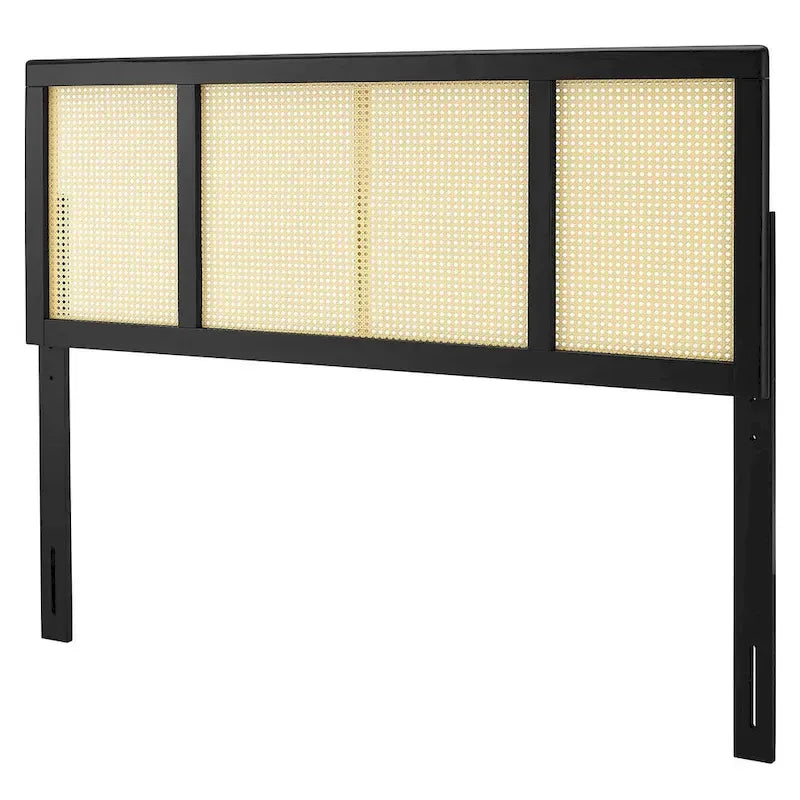 Tête de lit en bois noir Benson moderne, taille Queen