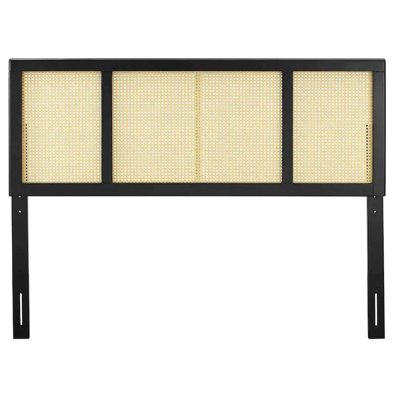 Tête de lit en bois noir Benson moderne, taille Queen