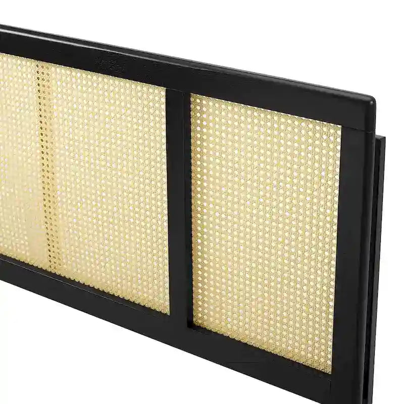 Tête de lit en bois noir Benson moderne, taille Queen