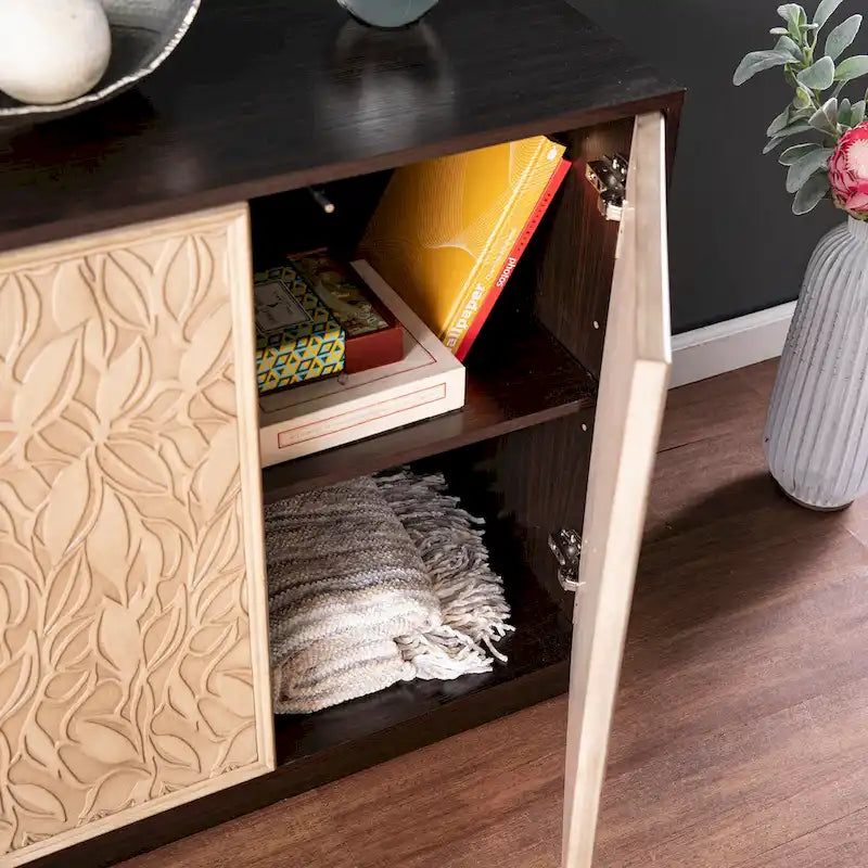 Meuble de rangement de transition en bois brun