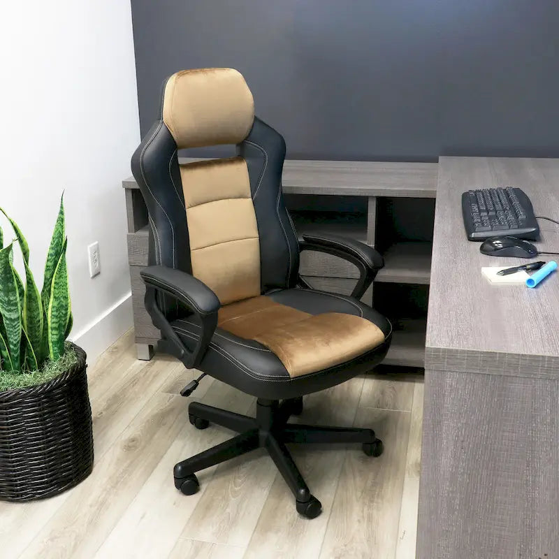 Fauteuil de bureau en similicuir réglable à dossier haut