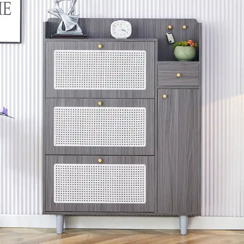 Dessus de lit de chaussure japonais en rotin de rangement minimaliste moderne