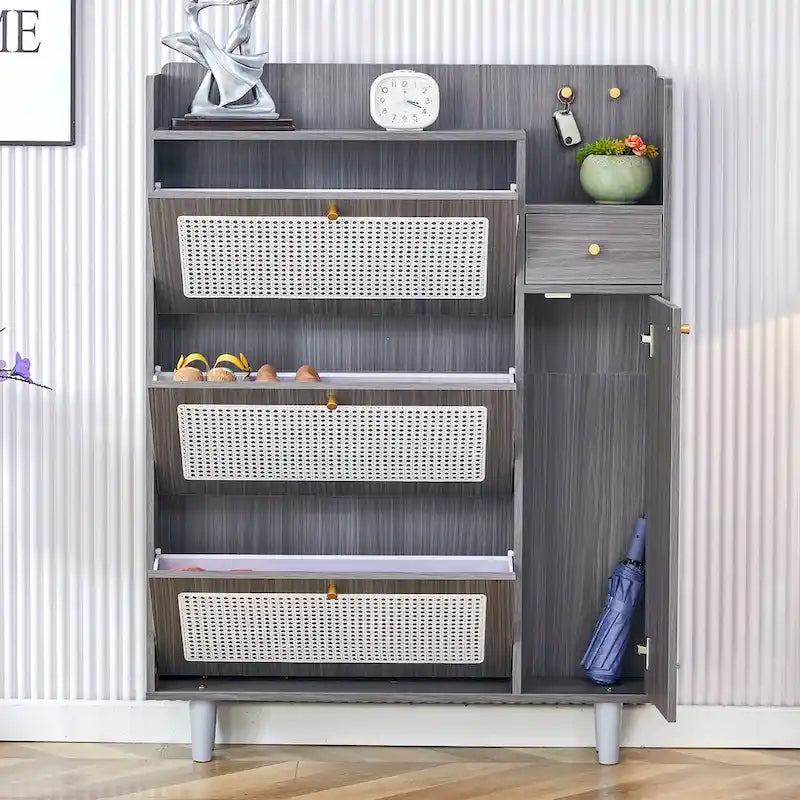 Dessus de lit de chaussure japonais en rotin de rangement minimaliste moderne