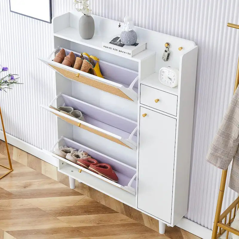 Dessus de lit de chaussure japonais en rotin de rangement minimaliste moderne