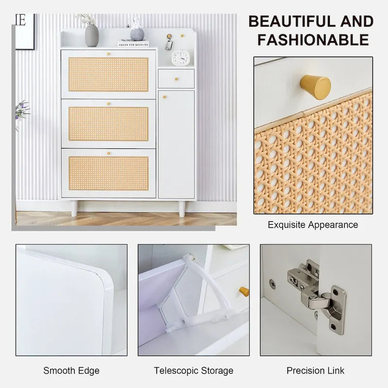 Dessus de lit de chaussure japonais en rotin de rangement minimaliste moderne