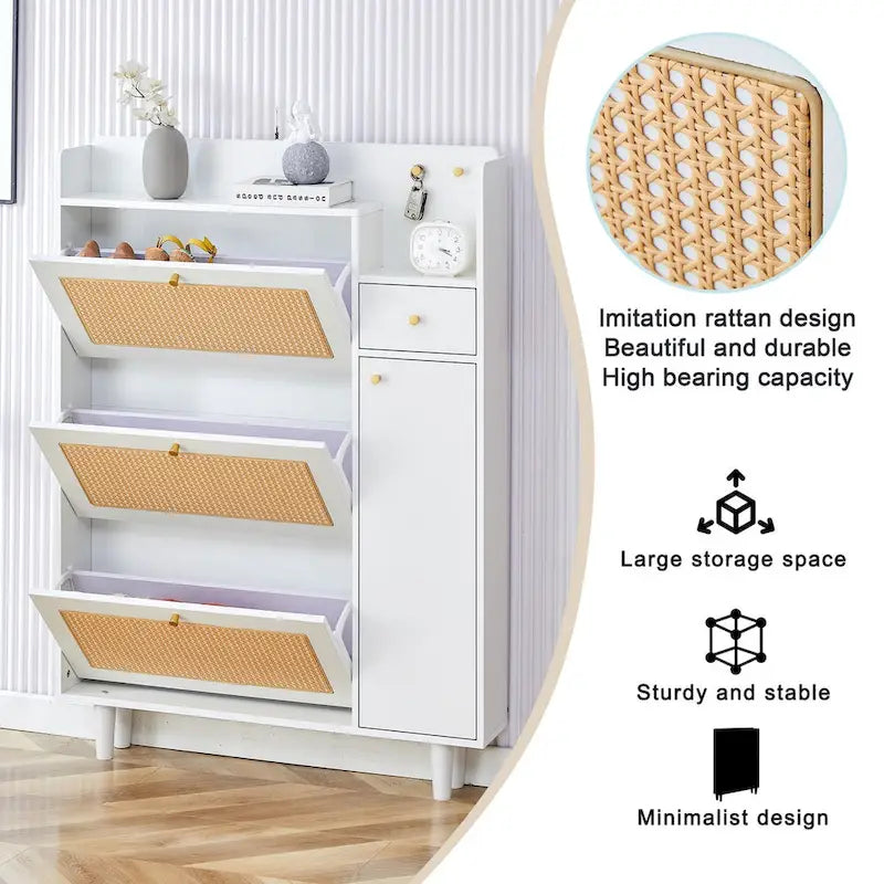 Dessus de lit de chaussure japonais en rotin de rangement minimaliste moderne