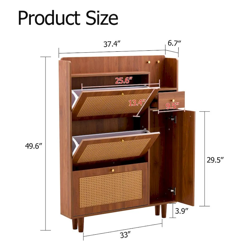 Dessus de lit de chaussure japonais en rotin de rangement minimaliste moderne