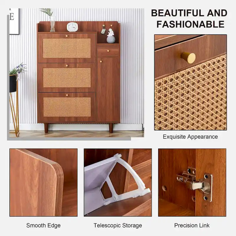 Dessus de lit de chaussure japonais en rotin de rangement minimaliste moderne