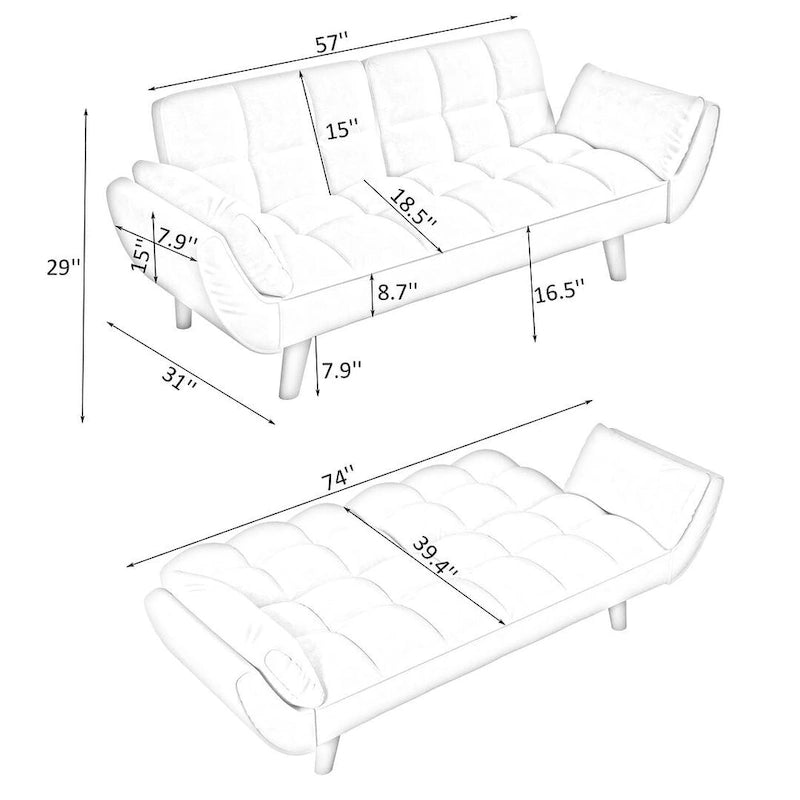 Canapé Futon Convertible Pliant Inclinable Chaise Longue