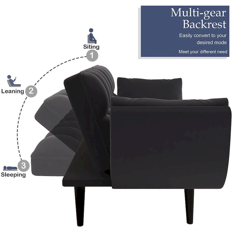 Canapé Futon Convertible Pliant Inclinable Chaise Longue