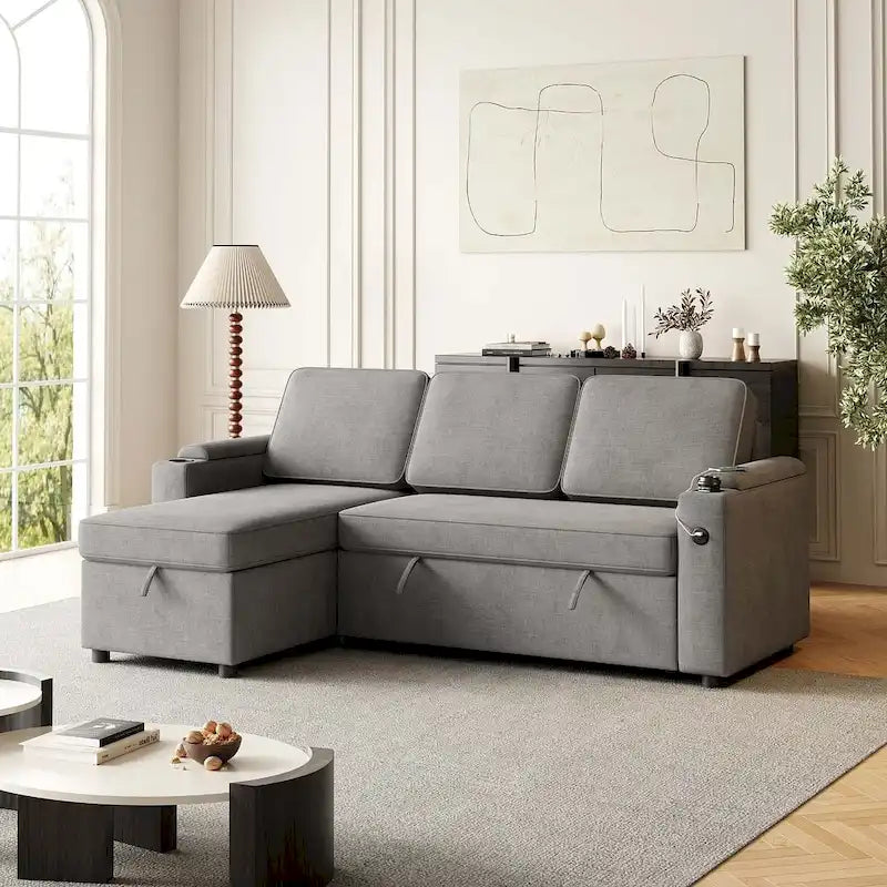 Canapé convertible sectionnel en tissu