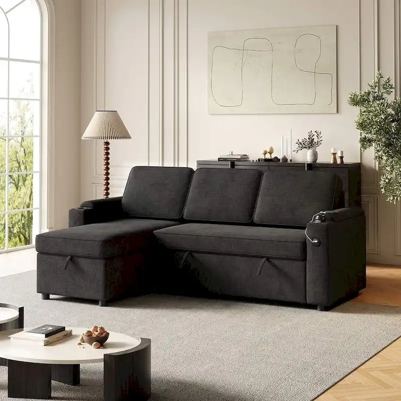 Canapé convertible sectionnel en tissu