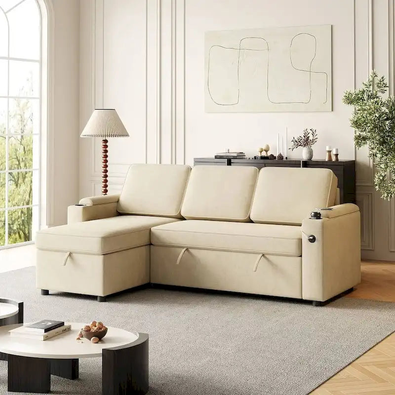 Canapé convertible sectionnel en tissu