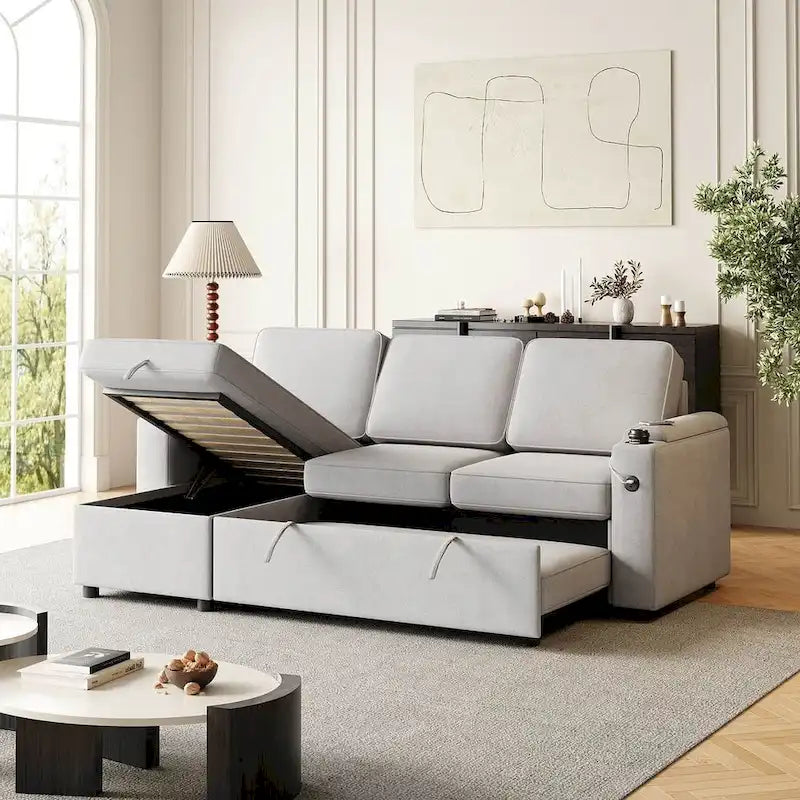 Canapé convertible sectionnel en tissu