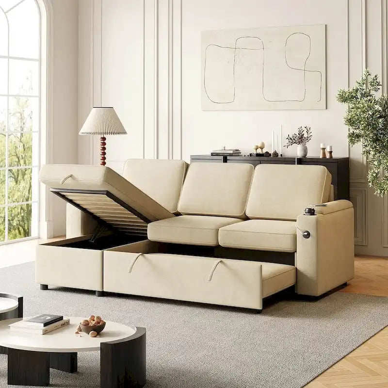 Canapé convertible sectionnel en tissu