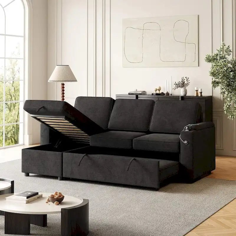 Canapé convertible sectionnel en tissu