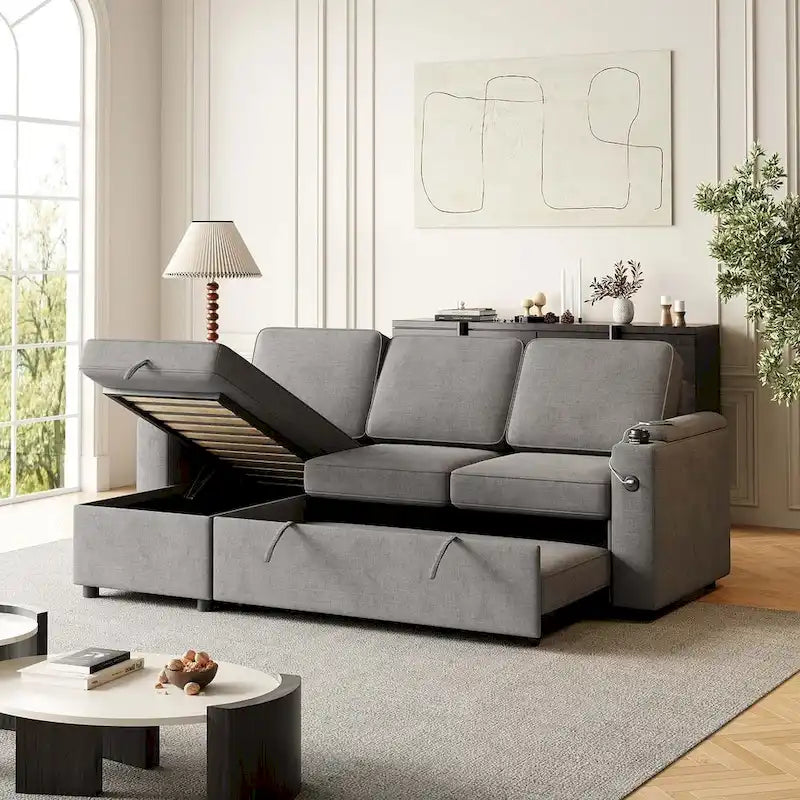Canapé convertible sectionnel en tissu