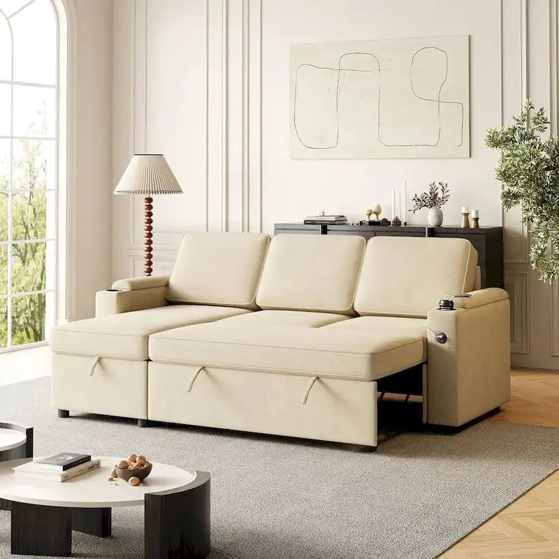 Canapé convertible sectionnel en tissu