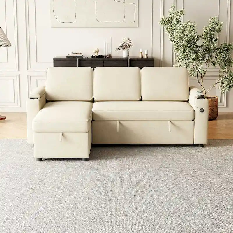 Canapé convertible sectionnel en tissu