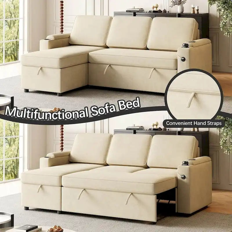 Canapé convertible sectionnel en tissu