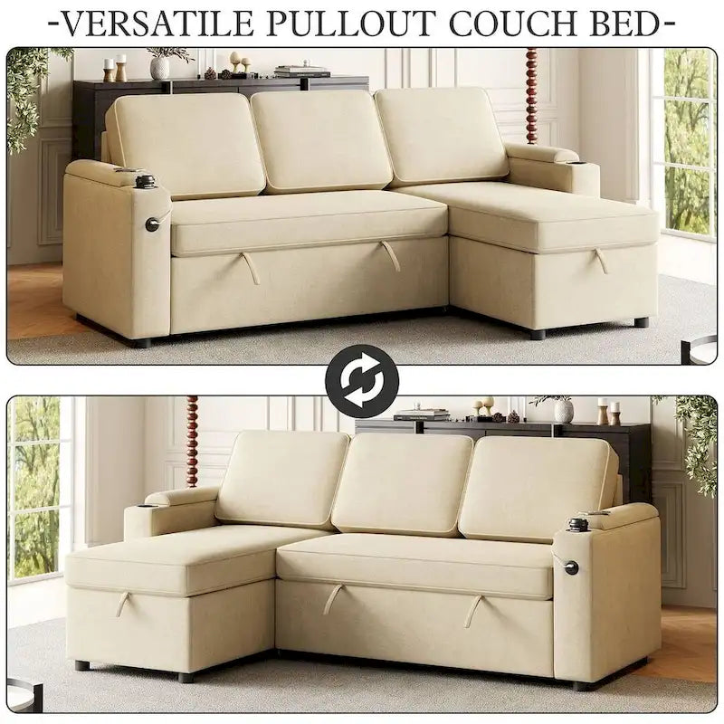 Canapé convertible sectionnel en tissu