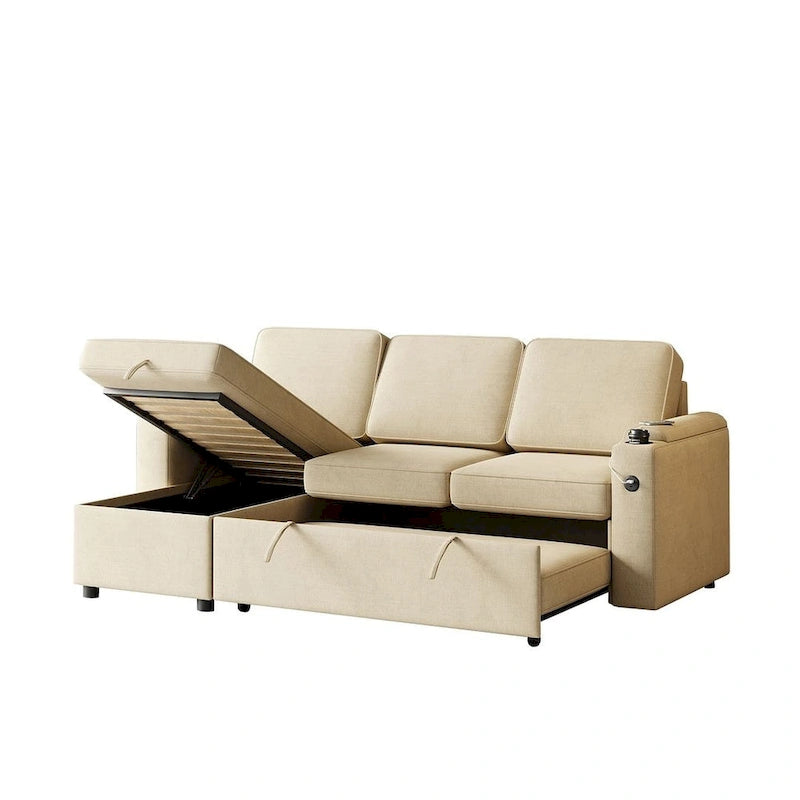 Canapé convertible sectionnel en tissu