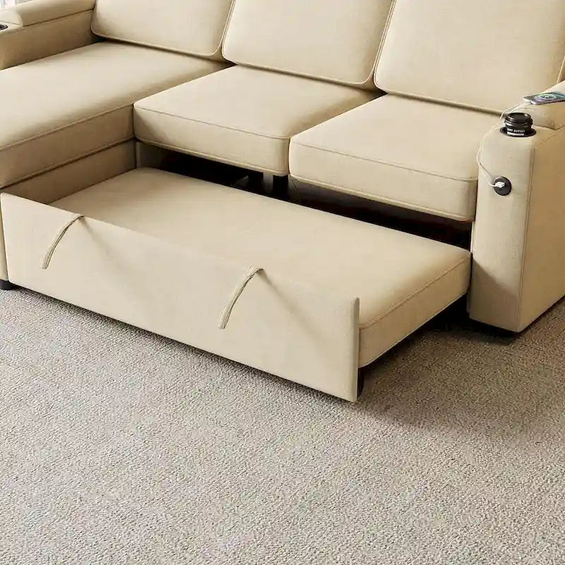 Canapé convertible sectionnel en tissu