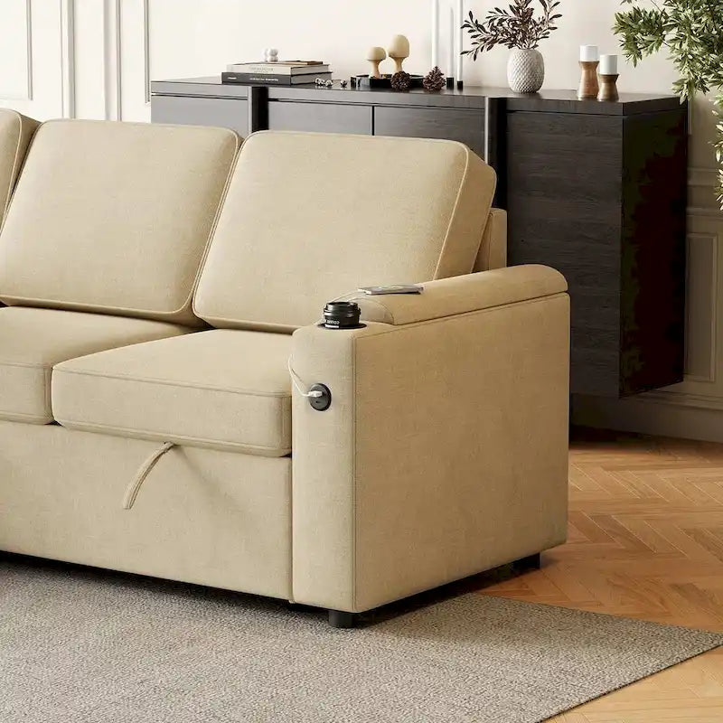 Canapé convertible sectionnel en tissu