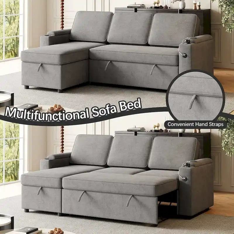 Canapé convertible sectionnel en tissu