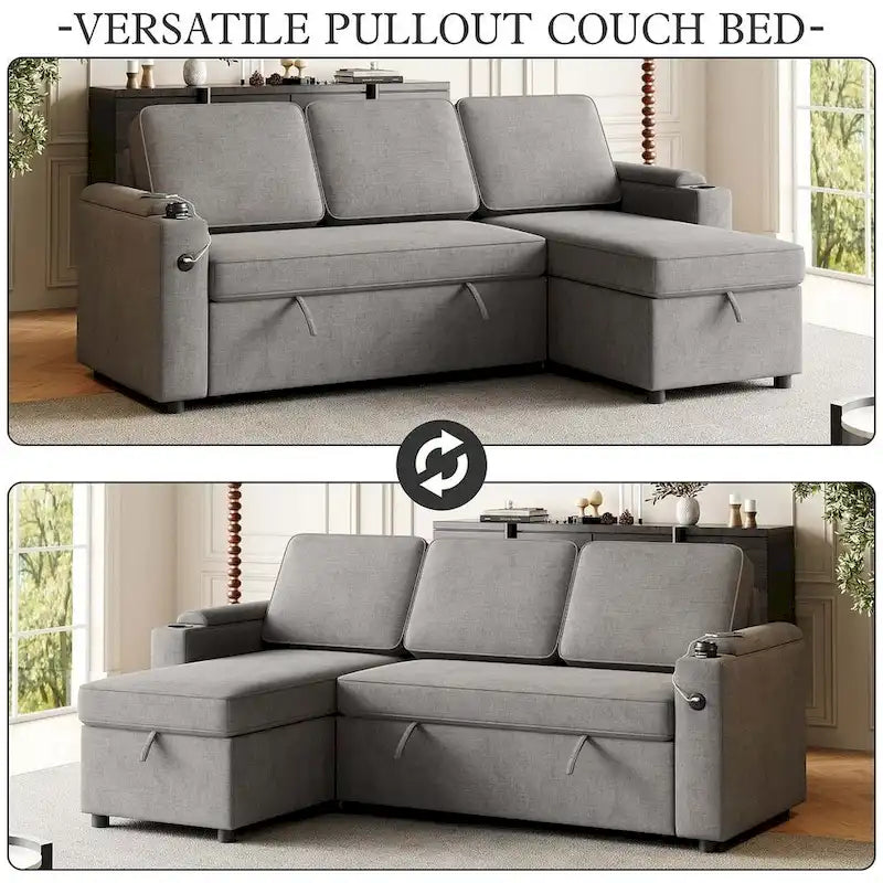 Canapé convertible sectionnel en tissu