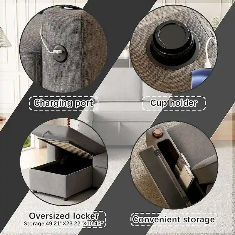 Canapé convertible sectionnel en tissu