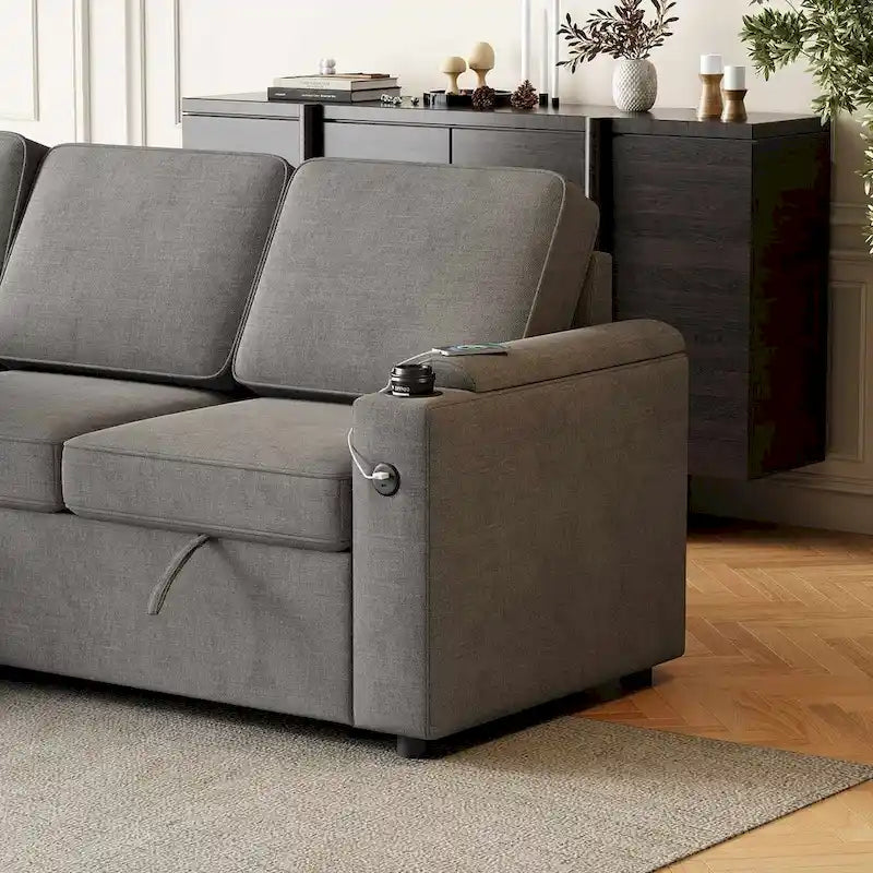 Canapé convertible sectionnel en tissu