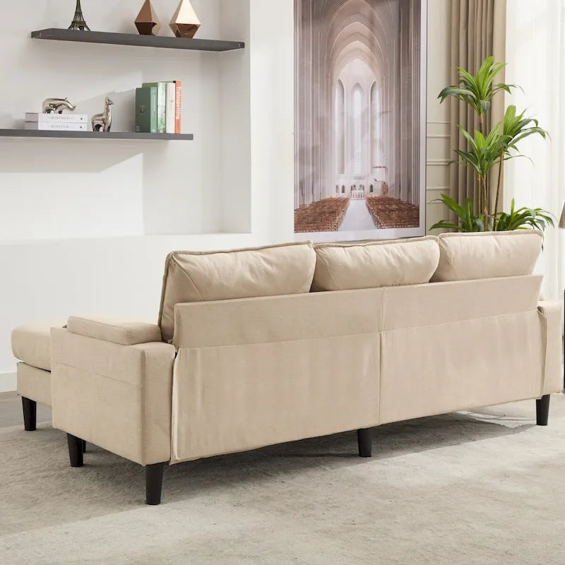 Canapé 3 places rembourré avec pouf de rangement