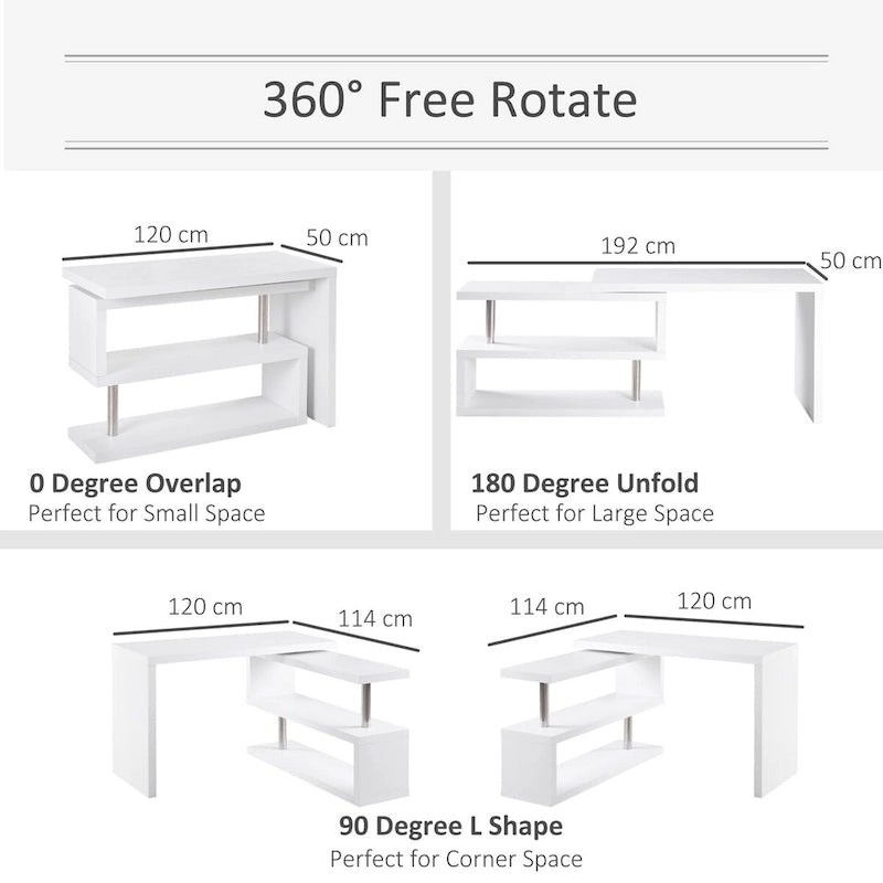 Bureau d'ordinateur d'angle rotatif à 360 degrés
